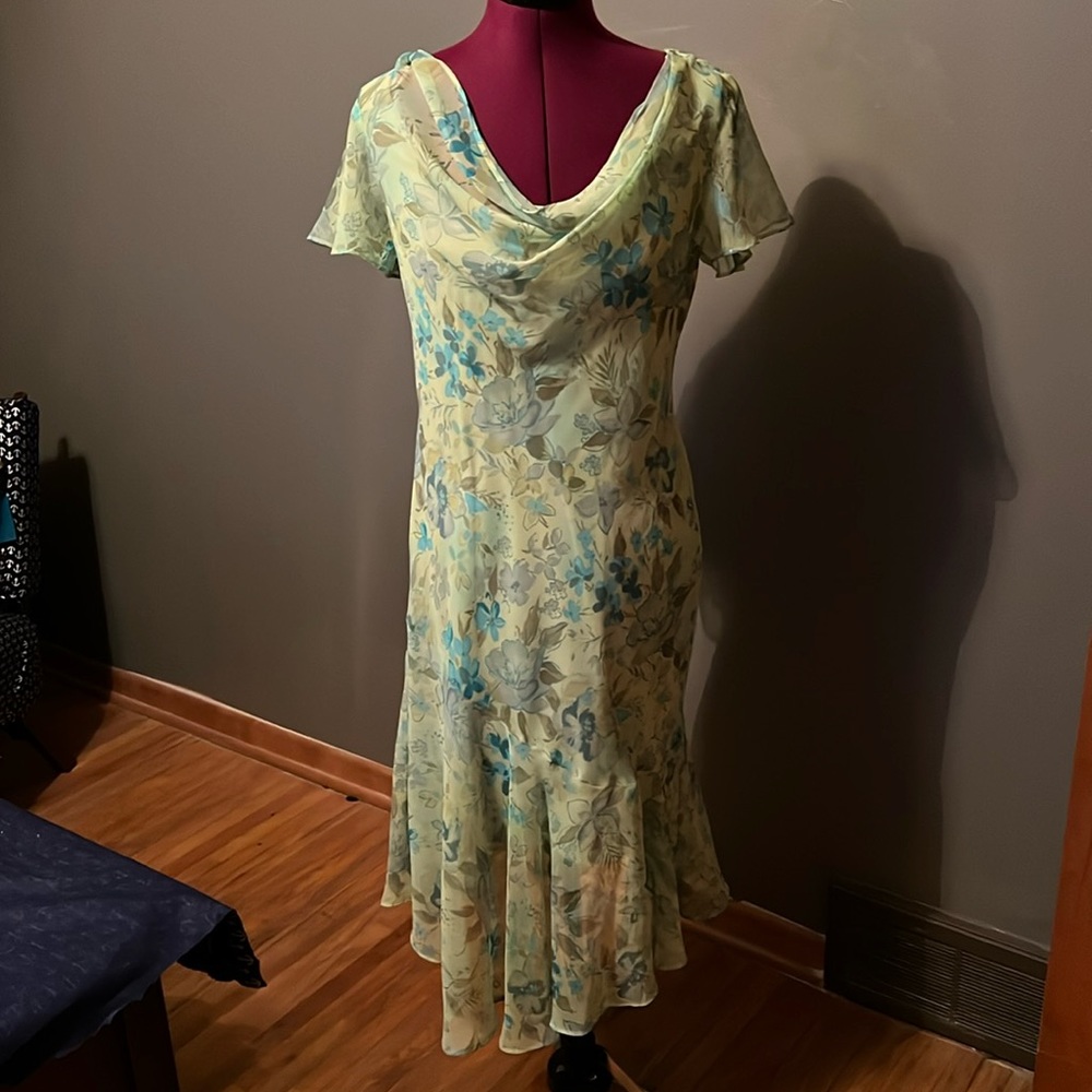 Flowery Green and Blue Dress